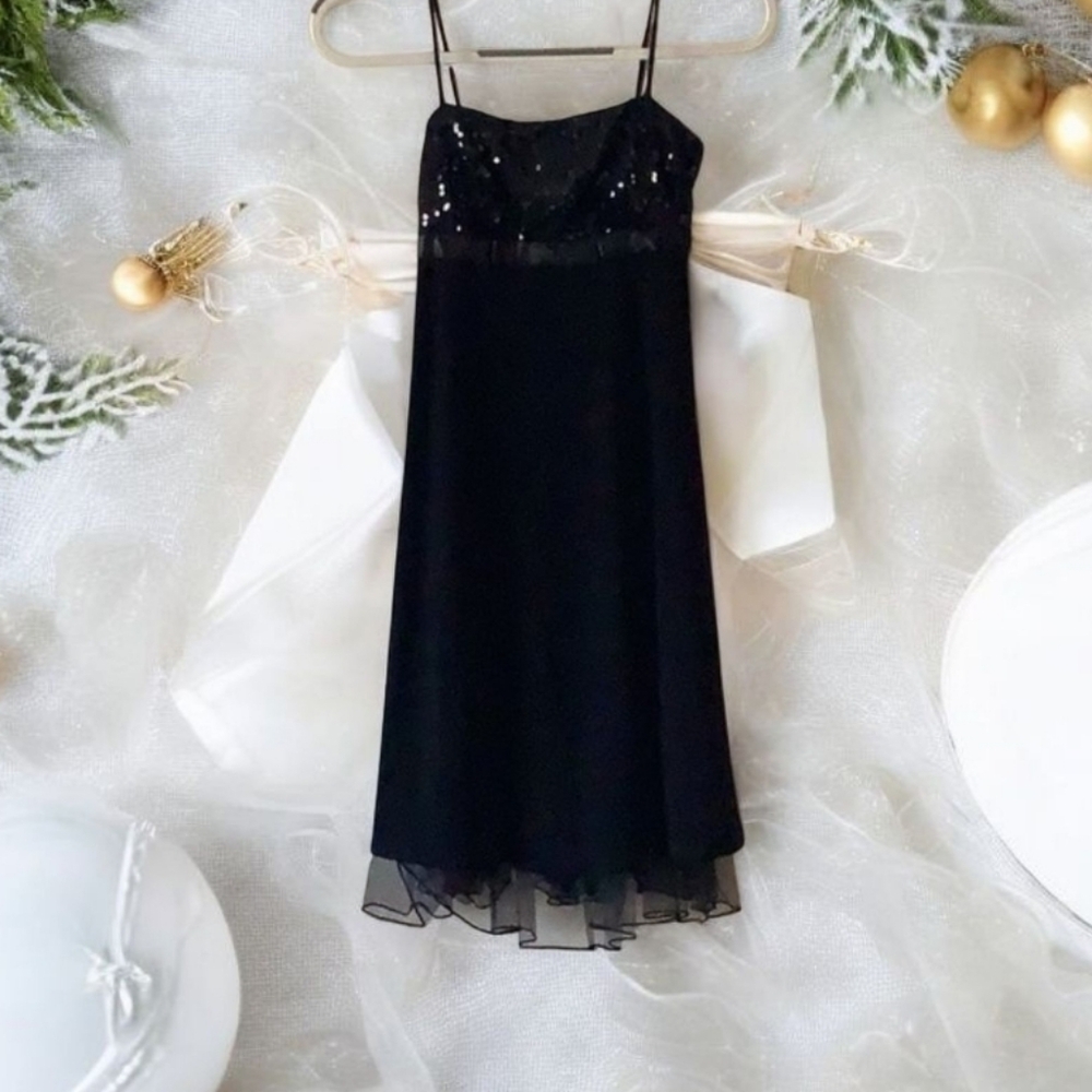 PROM or wedding dress by JODI KRISTOPHER size (S) black crinoline sequin…